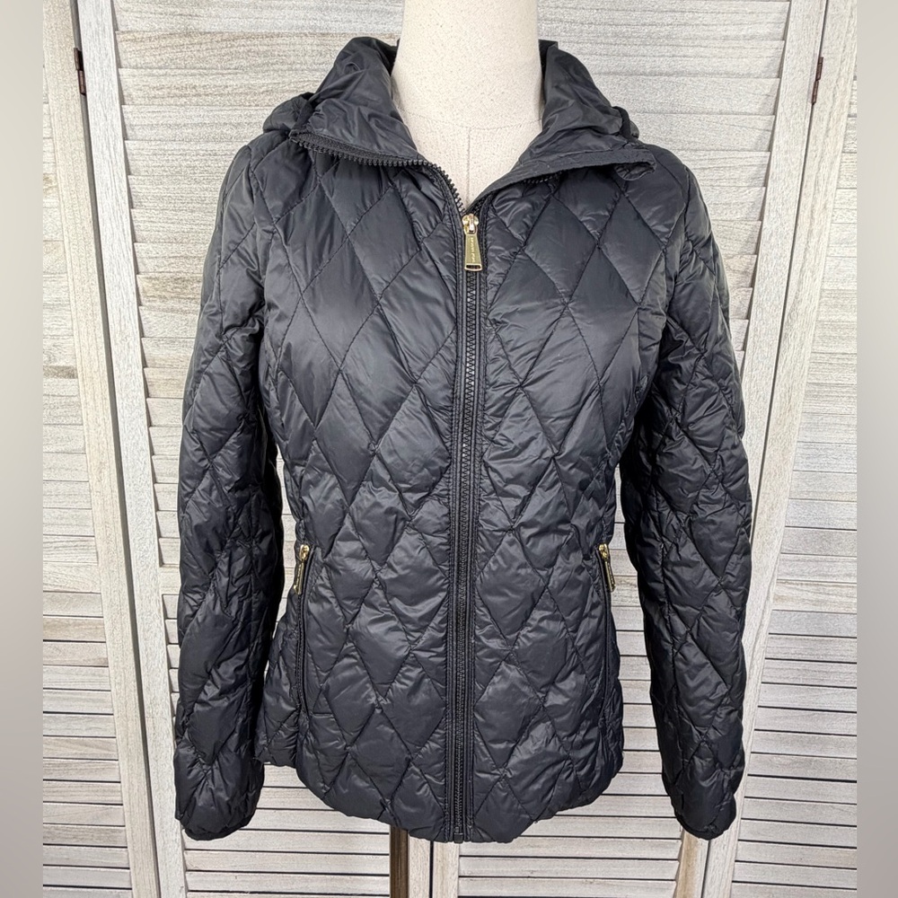 MICHAEL (Michael Kors) Women's Hooded Packable Down Fill Jacket Black-Small